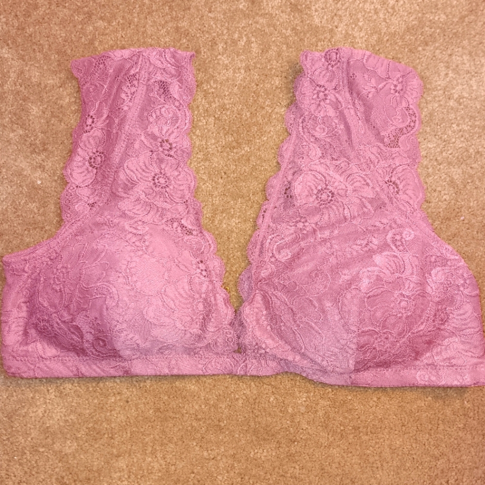 Pink Lace Shoulder Bra
